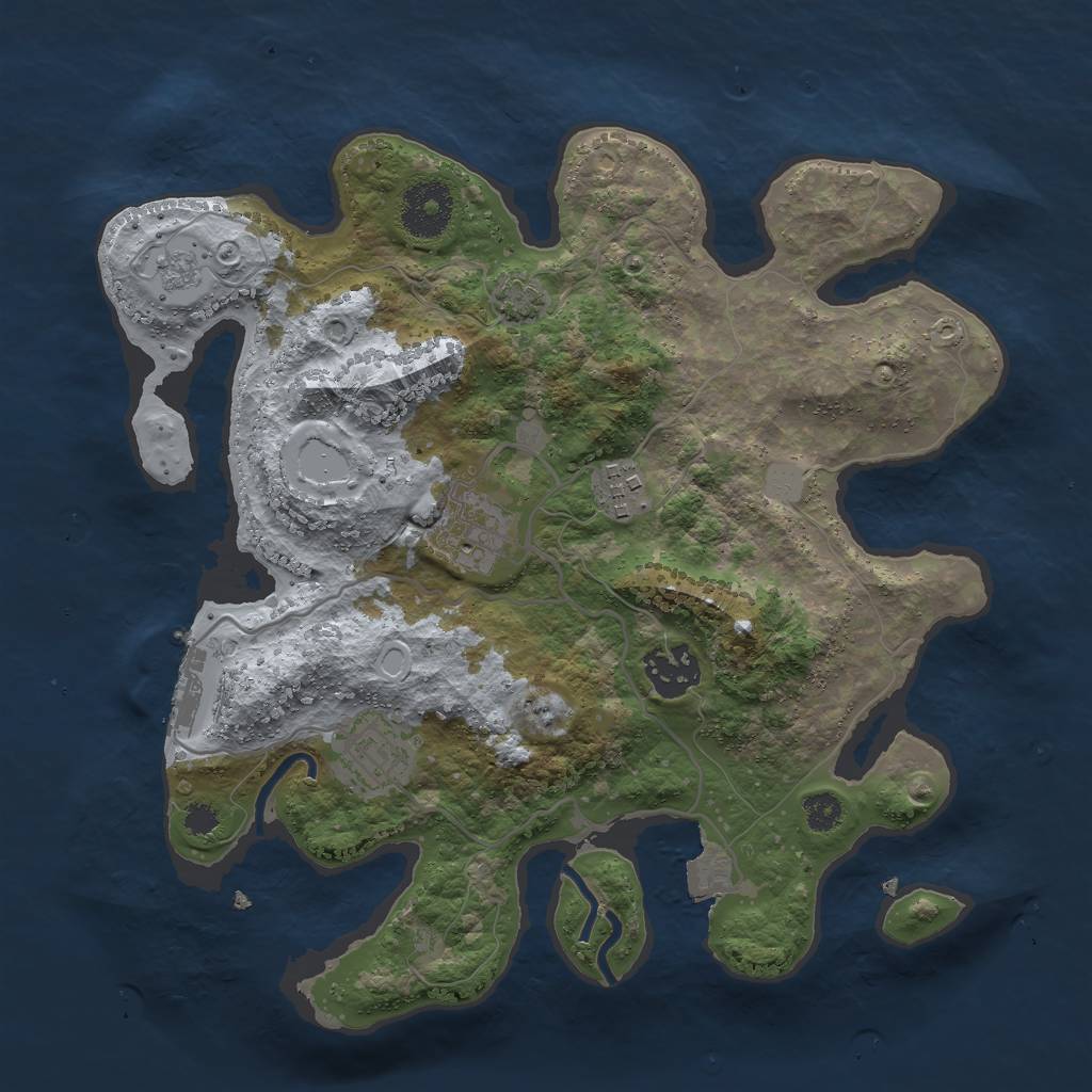 Rust Map: Procedural Map, Size: 3000, Seed: 835914, 10 Monuments
