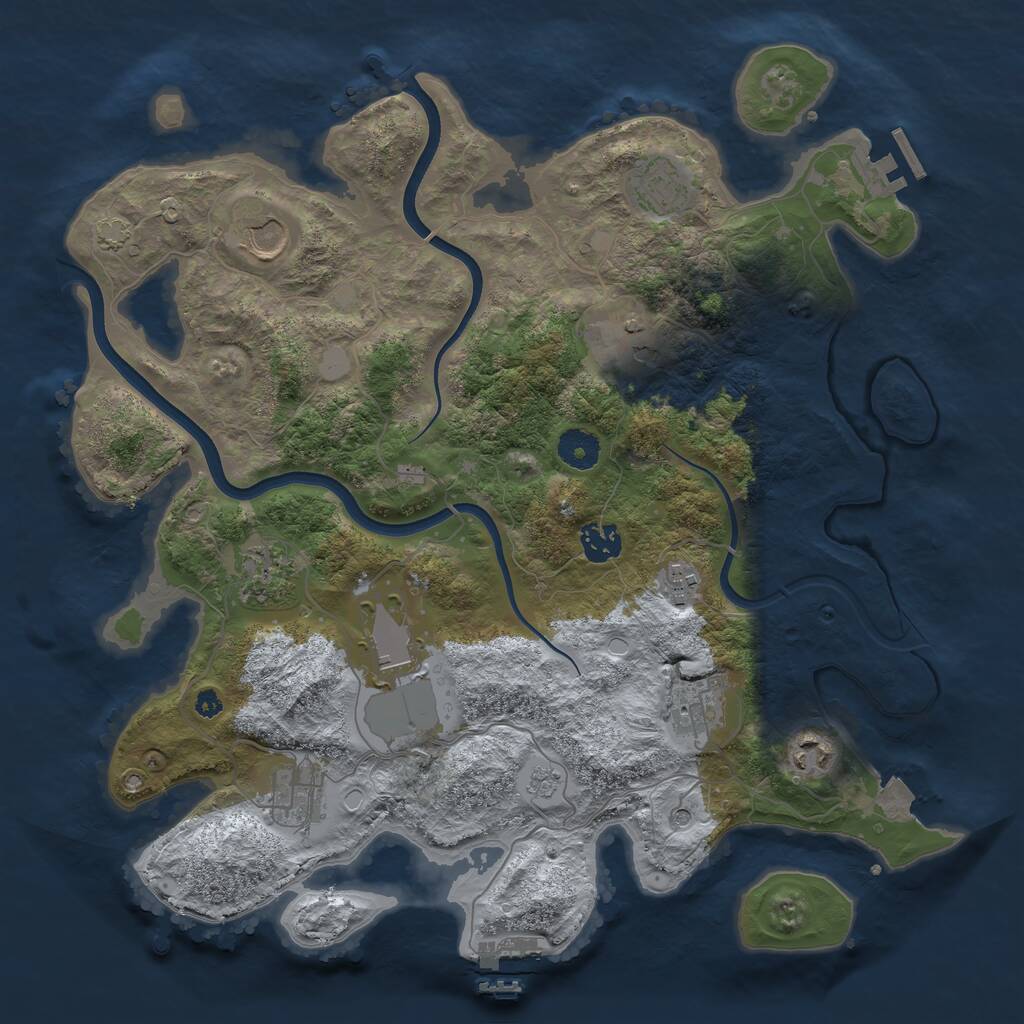 Rust Map: Procedural Map, Size: 3750, Seed: 745841, 16 Monuments