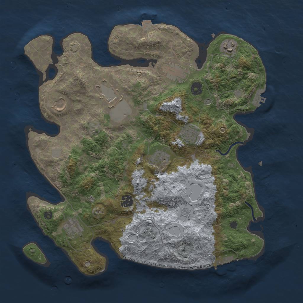 Rust Map: Procedural Map, Size: 3600, Seed: 63891703, 17 Monuments