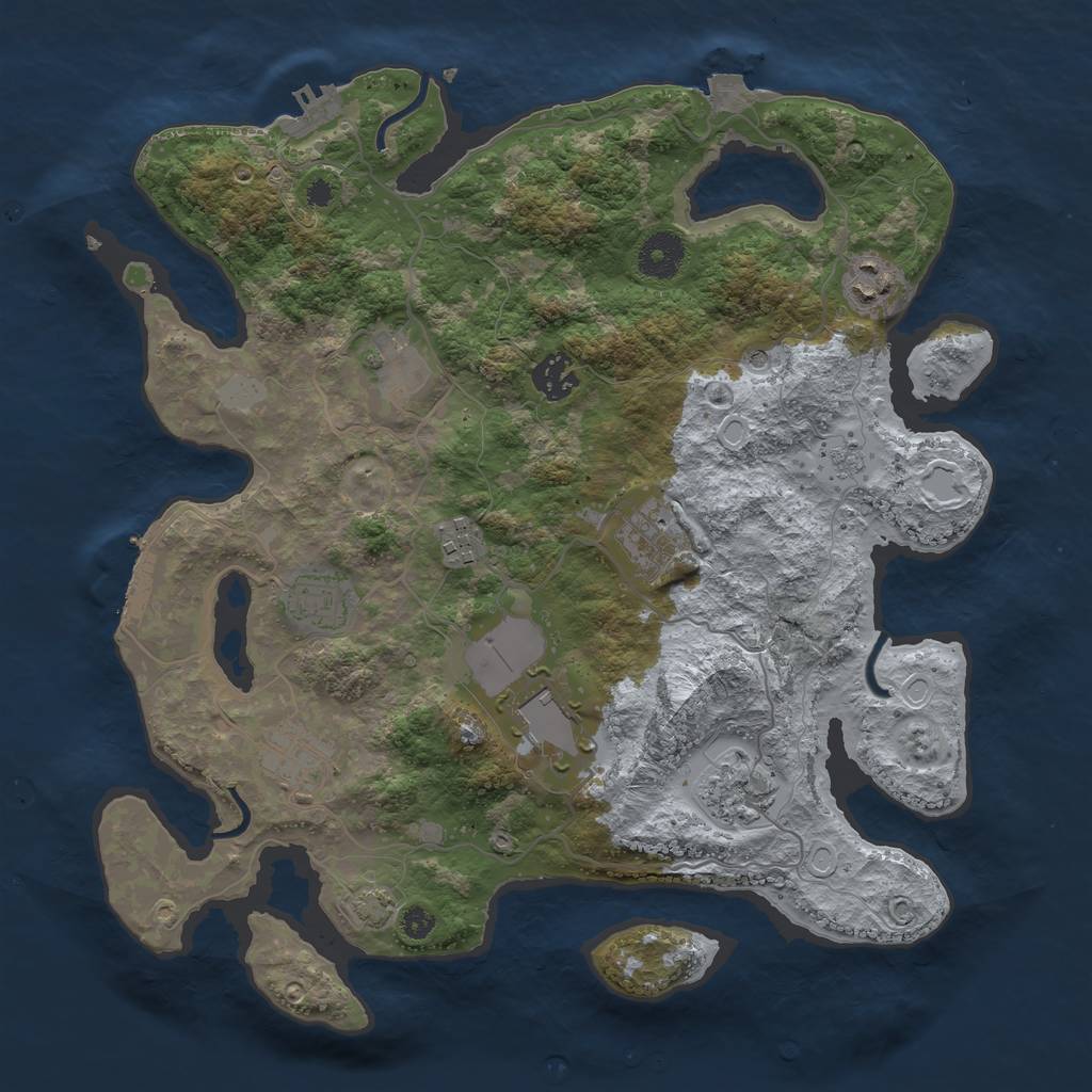 Rust Map: Procedural Map, Size: 3550, Seed: 93454261, 17 Monuments