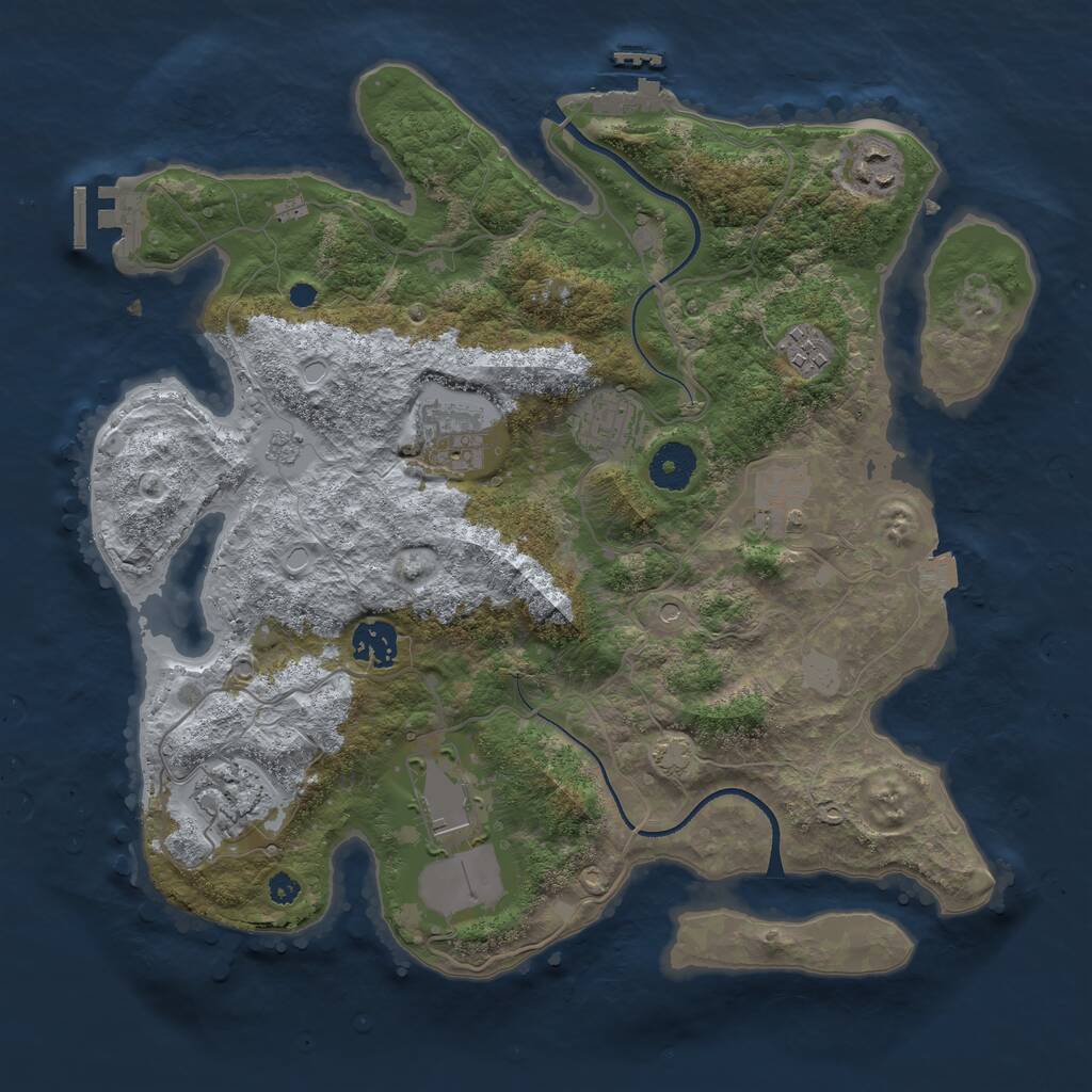 Rust Map: Procedural Map, Size: 3500, Seed: 154883000, 14 Monuments