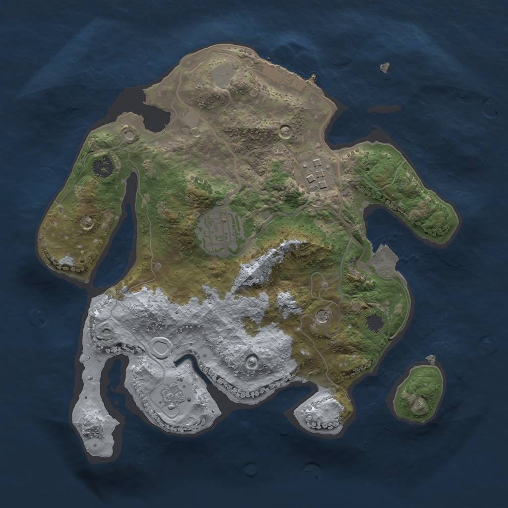 Rust Map: Procedural Map, Size: 2500, Seed: 1758883912, 8 Monuments
