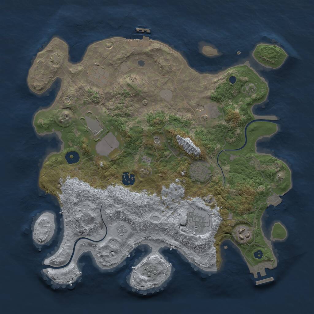 Rust Map: Procedural Map, Size: 3500, Seed: 123023, 14 Monuments