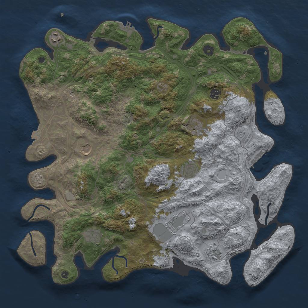 Rust Map: Procedural Map, Size: 4250, Seed: 988576149, 17 Monuments