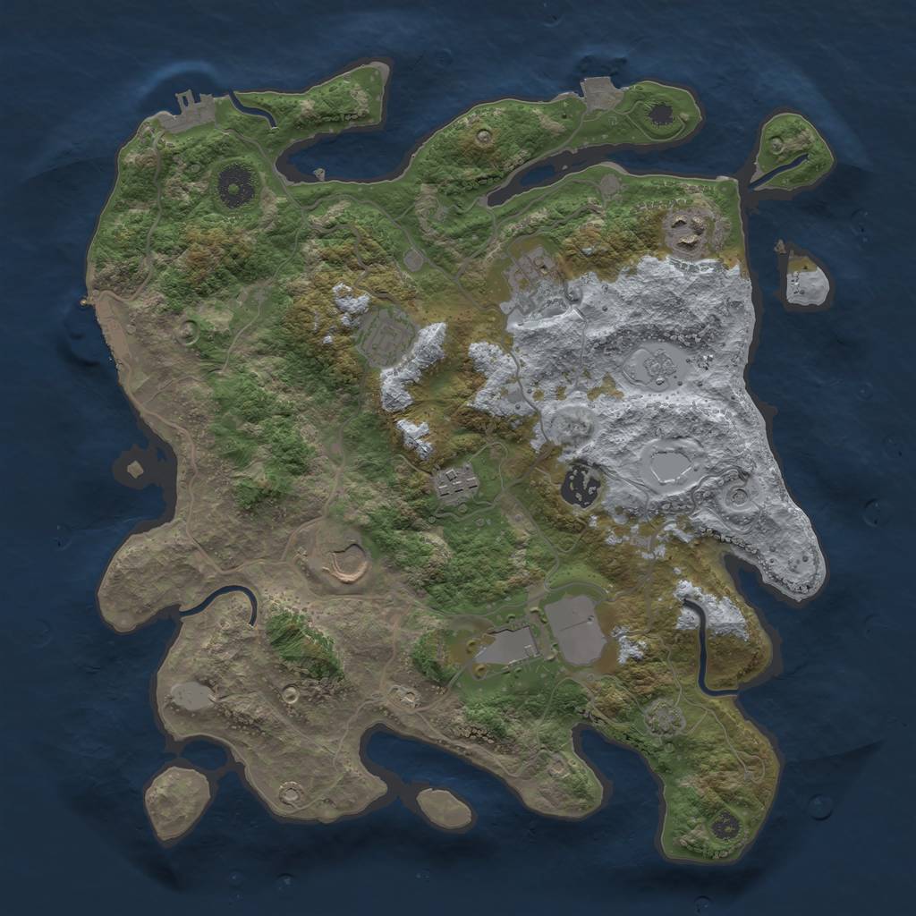 Rust Map: Procedural Map, Size: 3500, Seed: 1694274879, 15 Monuments