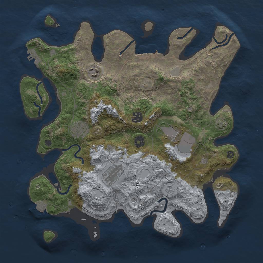Rust Map: Procedural Map, Size: 3500, Seed: 1299546326, 13 Monuments