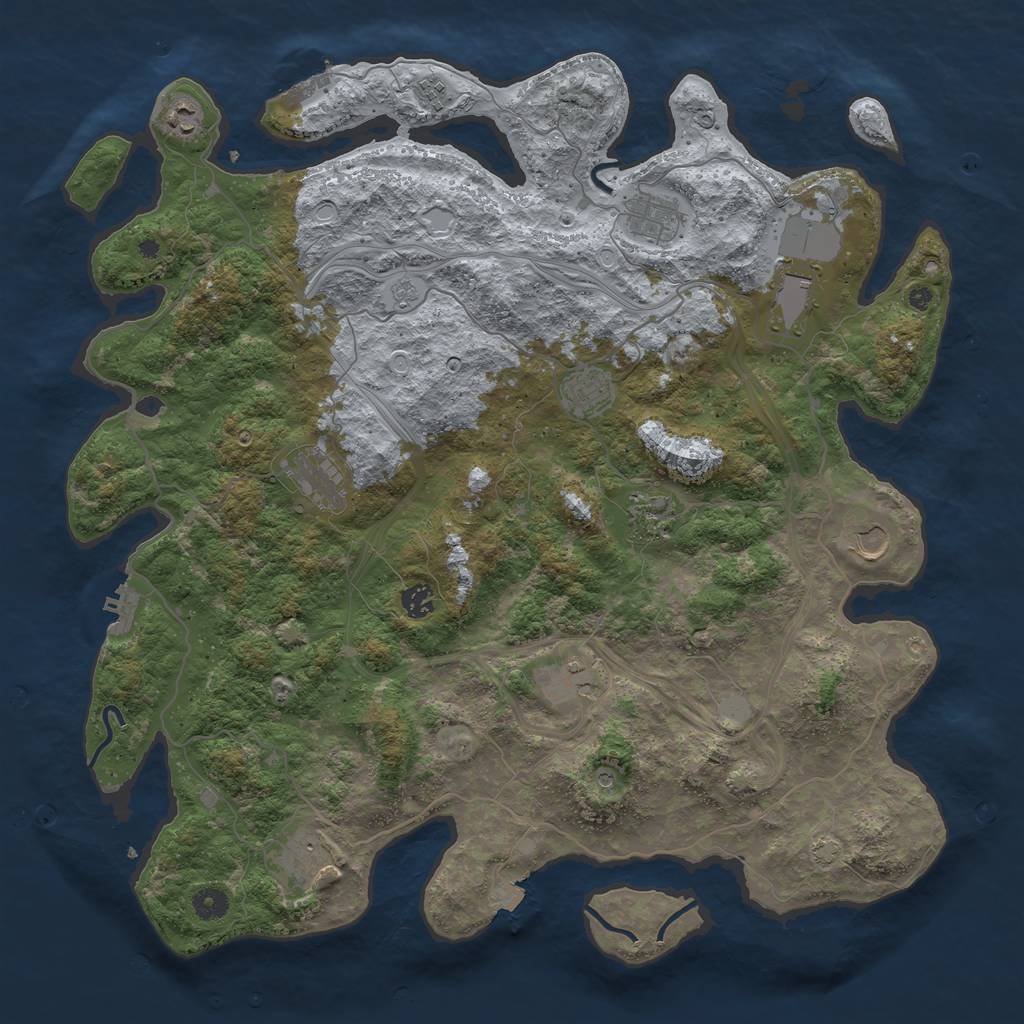 Rust Map: Procedural Map, Size: 4500, Seed: 92218365, 19 Monuments
