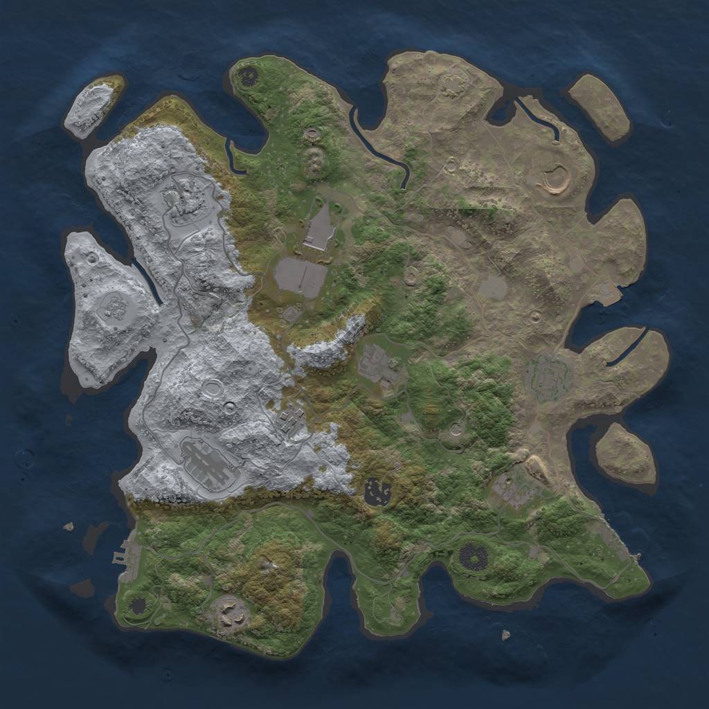 Rust Map: Procedural Map, Size: 3699, Seed: 36733422, 18 Monuments