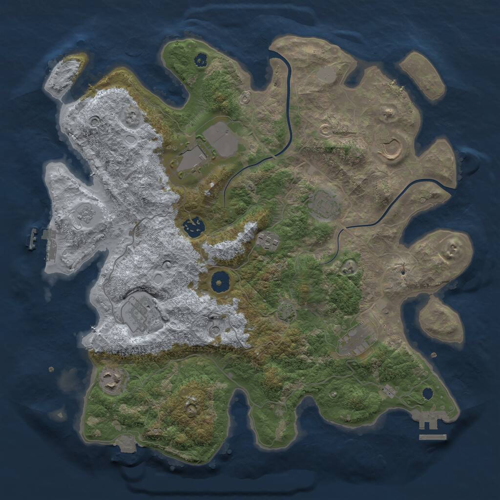 Rust Map: Procedural Map, Size: 3699, Seed: 36733422, 14 Monuments