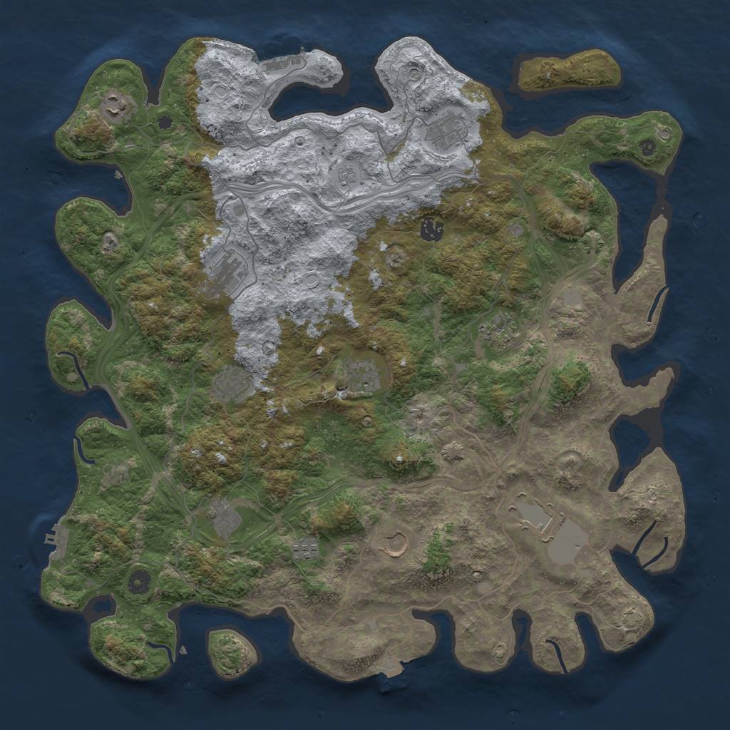 Rust Map: Procedural Map, Size: 4500, Seed: 69420876, 19 Monuments