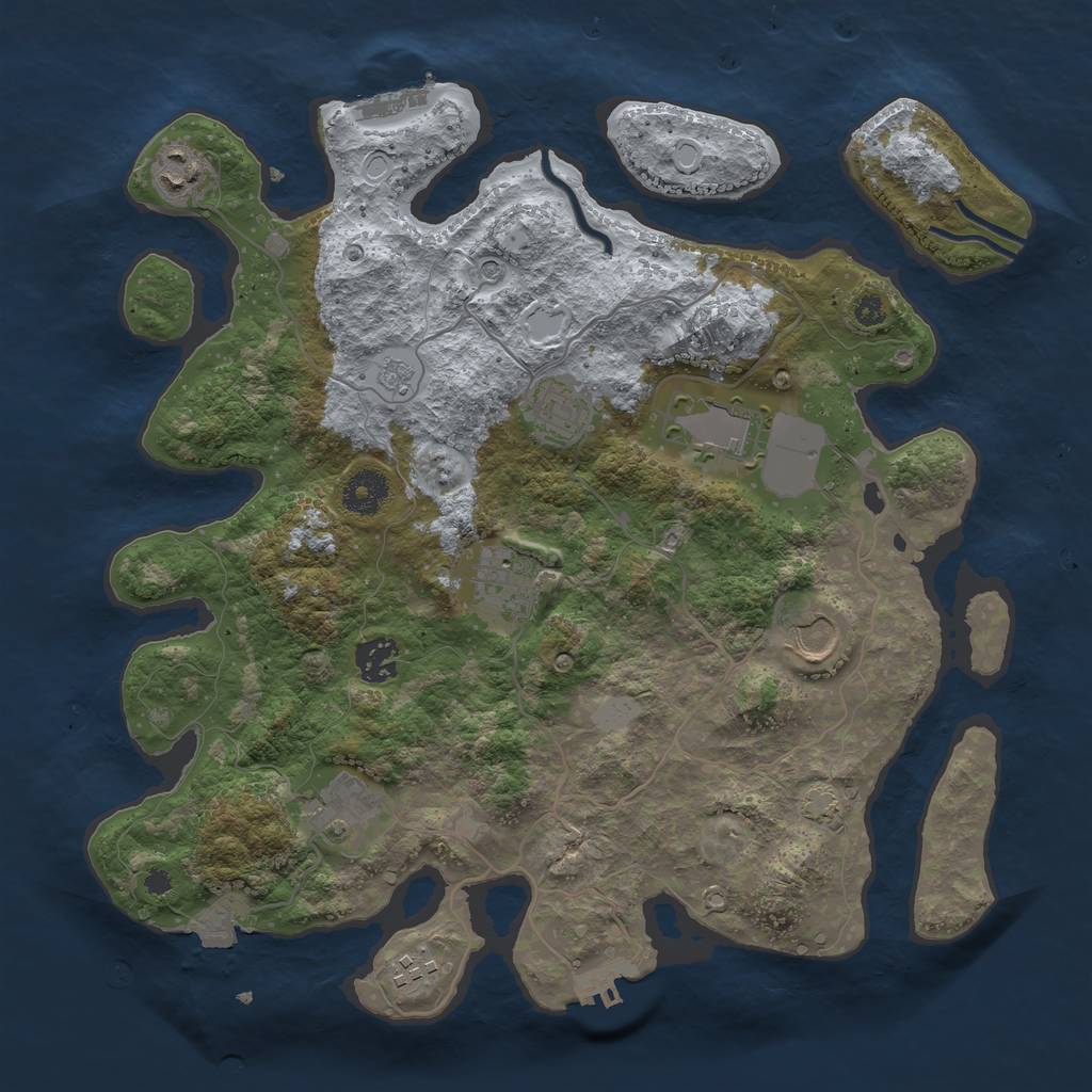 Rust Map: Procedural Map, Size: 3600, Seed: 2046868101, 16 Monuments