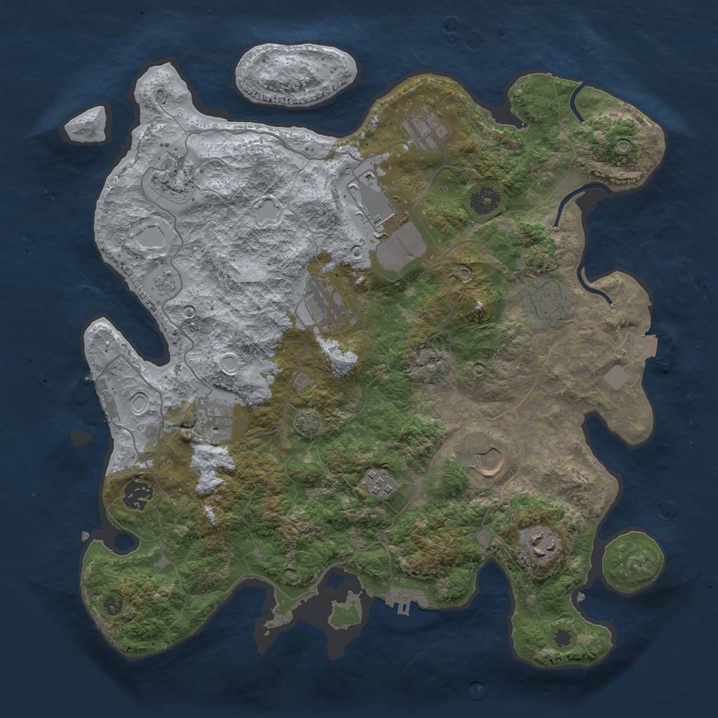 Rust Map: Procedural Map, Size: 3750, Seed: 63518506, 17 Monuments