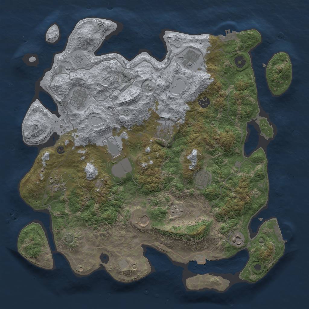 Rust Map: Procedural Map, Size: 4000, Seed: 193358, 18 Monuments