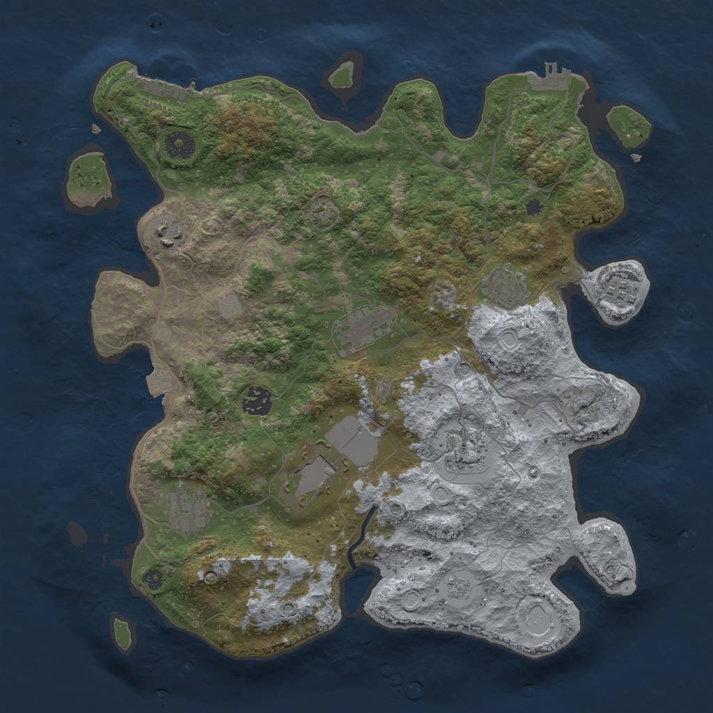 Rust Map: Procedural Map, Size: 3600, Seed: 740637175, 16 Monuments