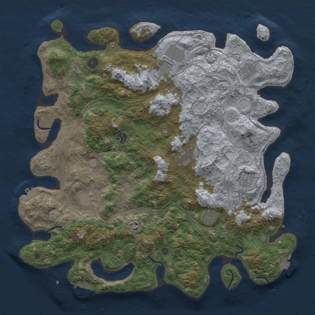 Rust Map: Procedural Map, Size: 4500, Seed: 4250175, 18 Monuments