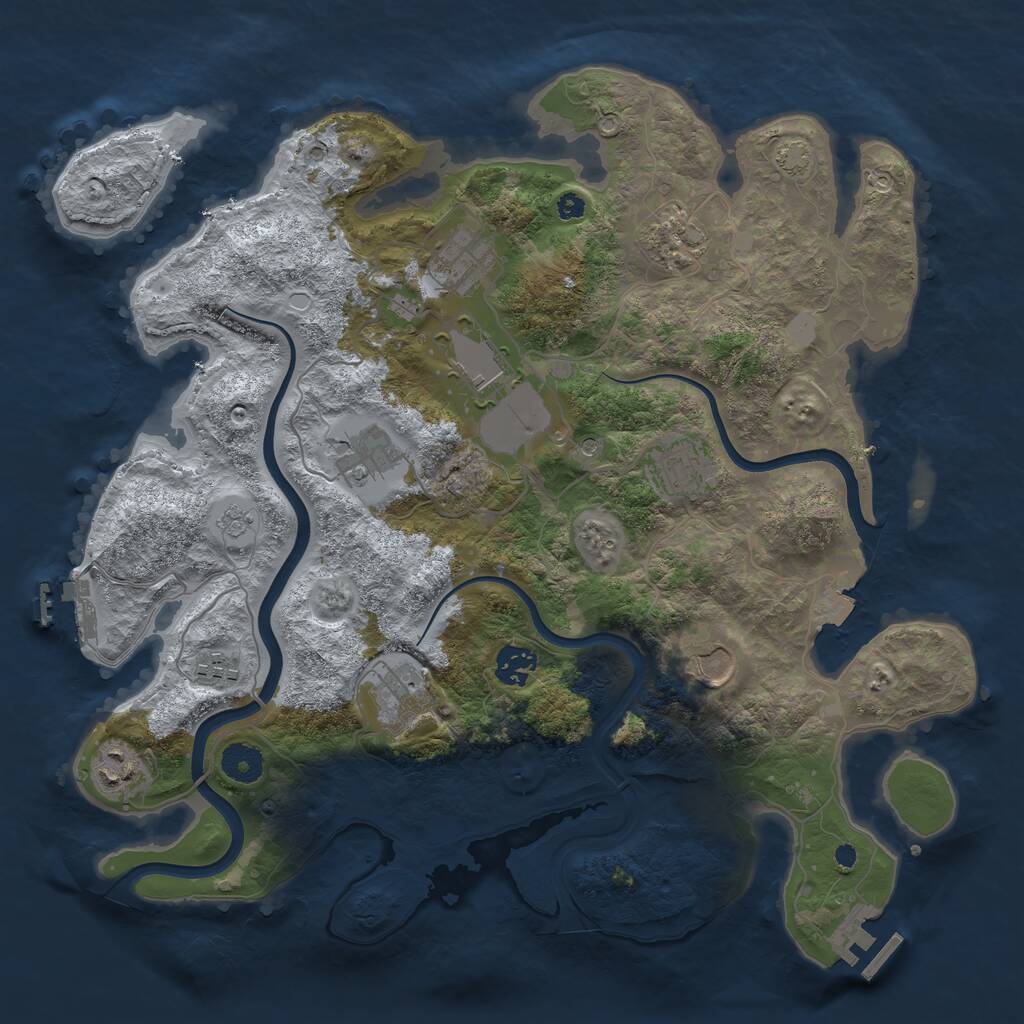 Rust Map: Procedural Map, Size: 3750, Seed: 25228, 16 Monuments