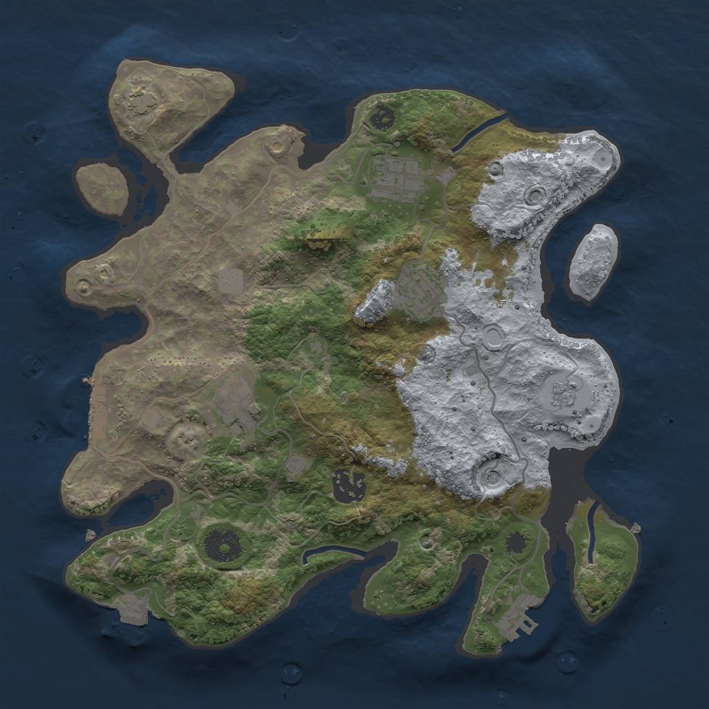 Rust Map: Procedural Map, Size: 3000, Seed: 48742, 12 Monuments