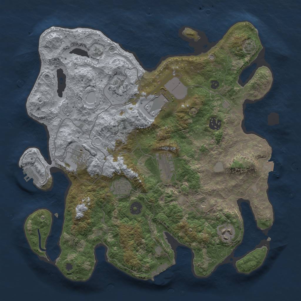 Rust Map: Procedural Map, Size: 3500, Seed: 863942652, 15 Monuments