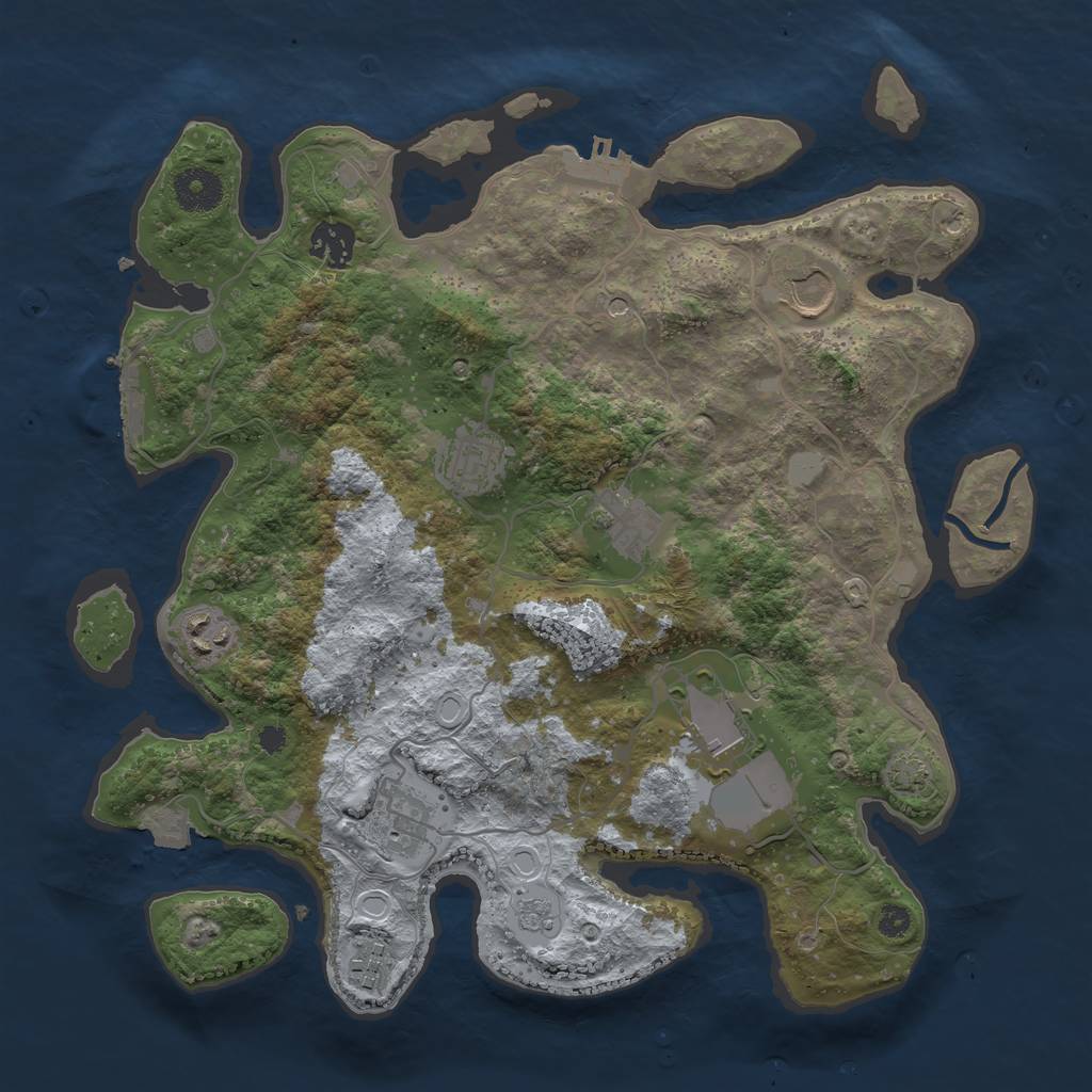 Rust Map: Procedural Map, Size: 3500, Seed: 2069059665, 16 Monuments