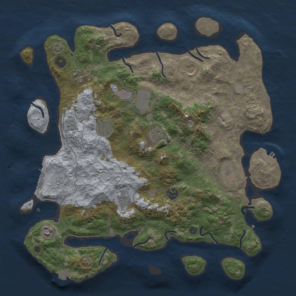Rust Map: Procedural Map, Size: 4000, Seed: 2097756398, 18 Monuments