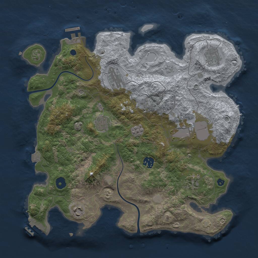 Rust Map: Procedural Map, Size: 3500, Seed: 443790263, 14 Monuments