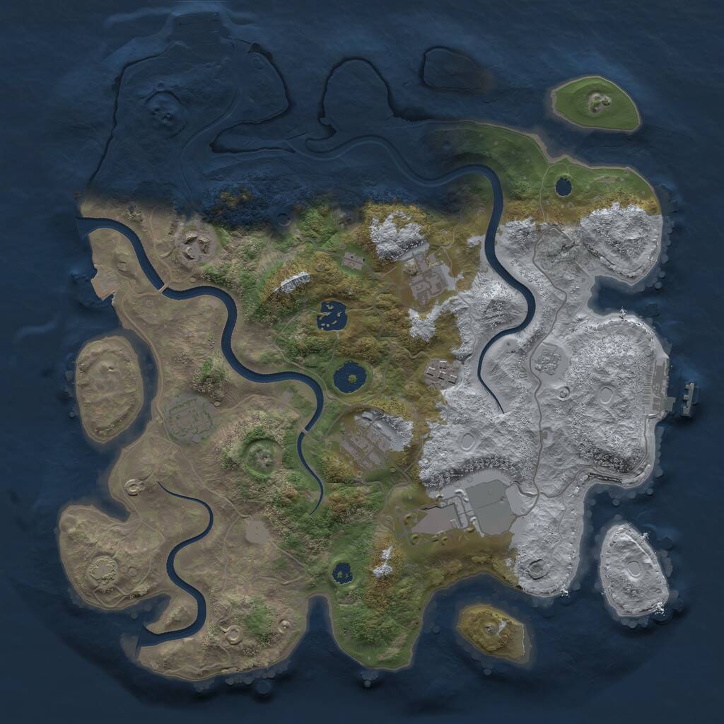 Rust Map: Procedural Map, Size: 3500, Seed: 365457631, 13 Monuments