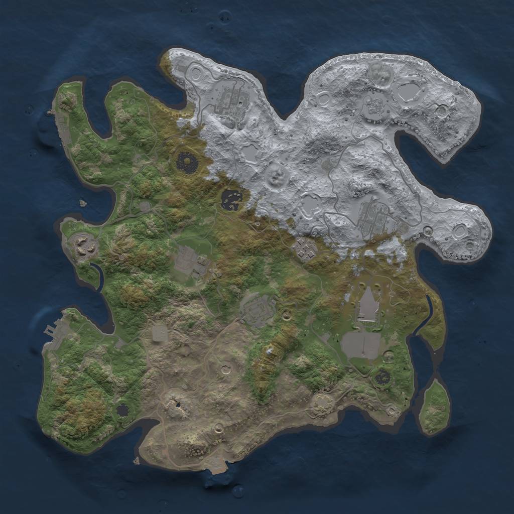 Rust Map: Procedural Map, Size: 3500, Seed: 1219044357, 16 Monuments