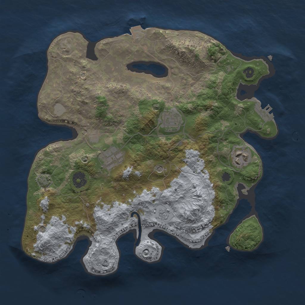 Rust Map: Procedural Map, Size: 3000, Seed: 409558746, 10 Monuments