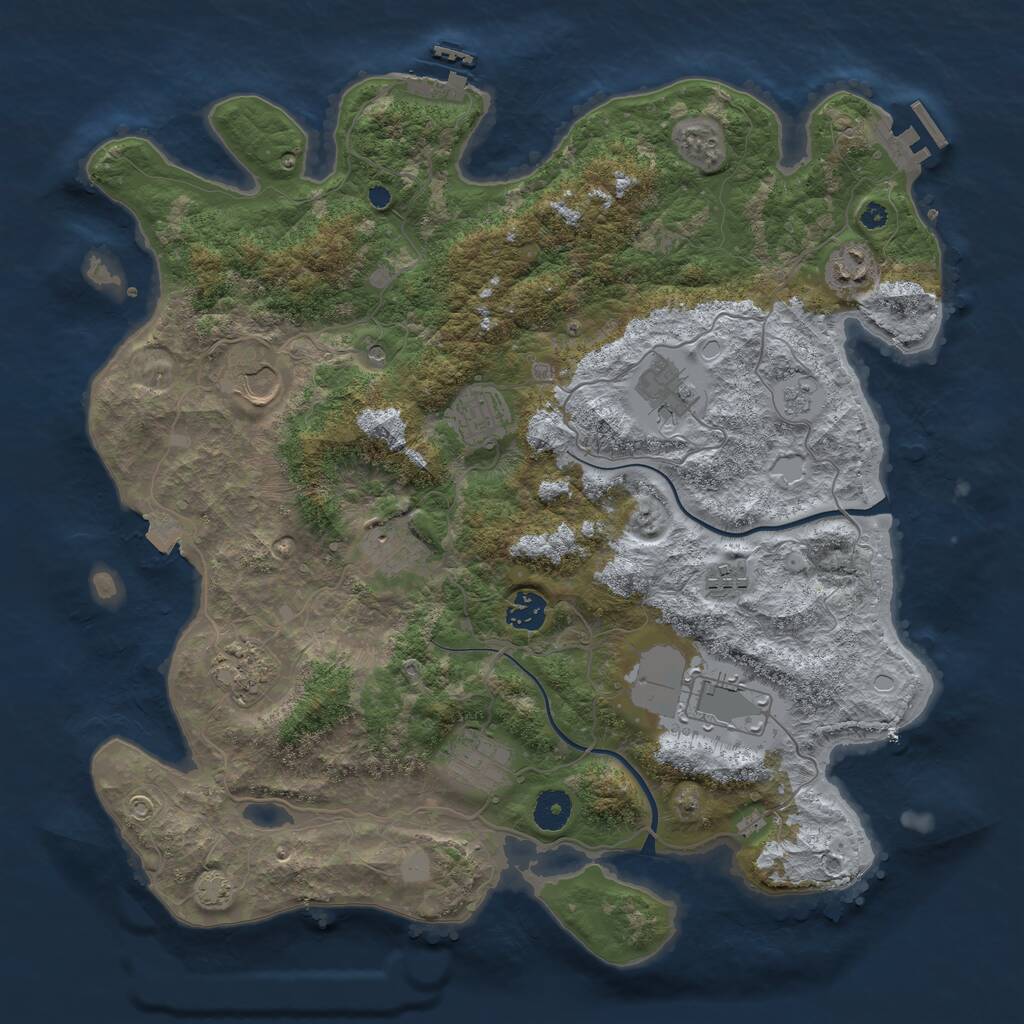 Rust Map: Procedural Map, Size: 3900, Seed: 49, 16 Monuments