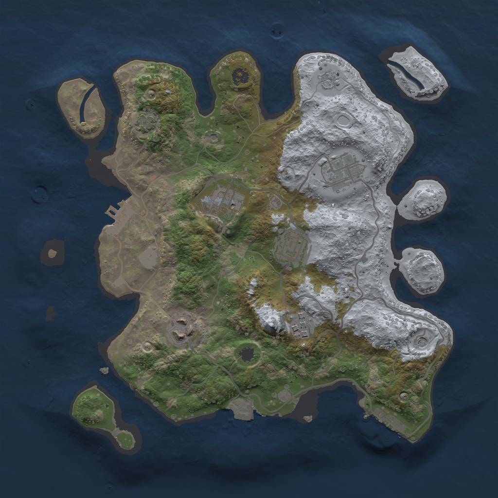 Rust Map: Procedural Map, Size: 3000, Seed: 812641291, 13 Monuments