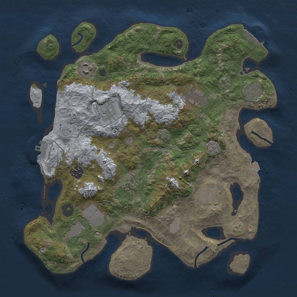 Rust Map: Procedural Map, Size: 3500, Seed: 2108047715, 17 Monuments
