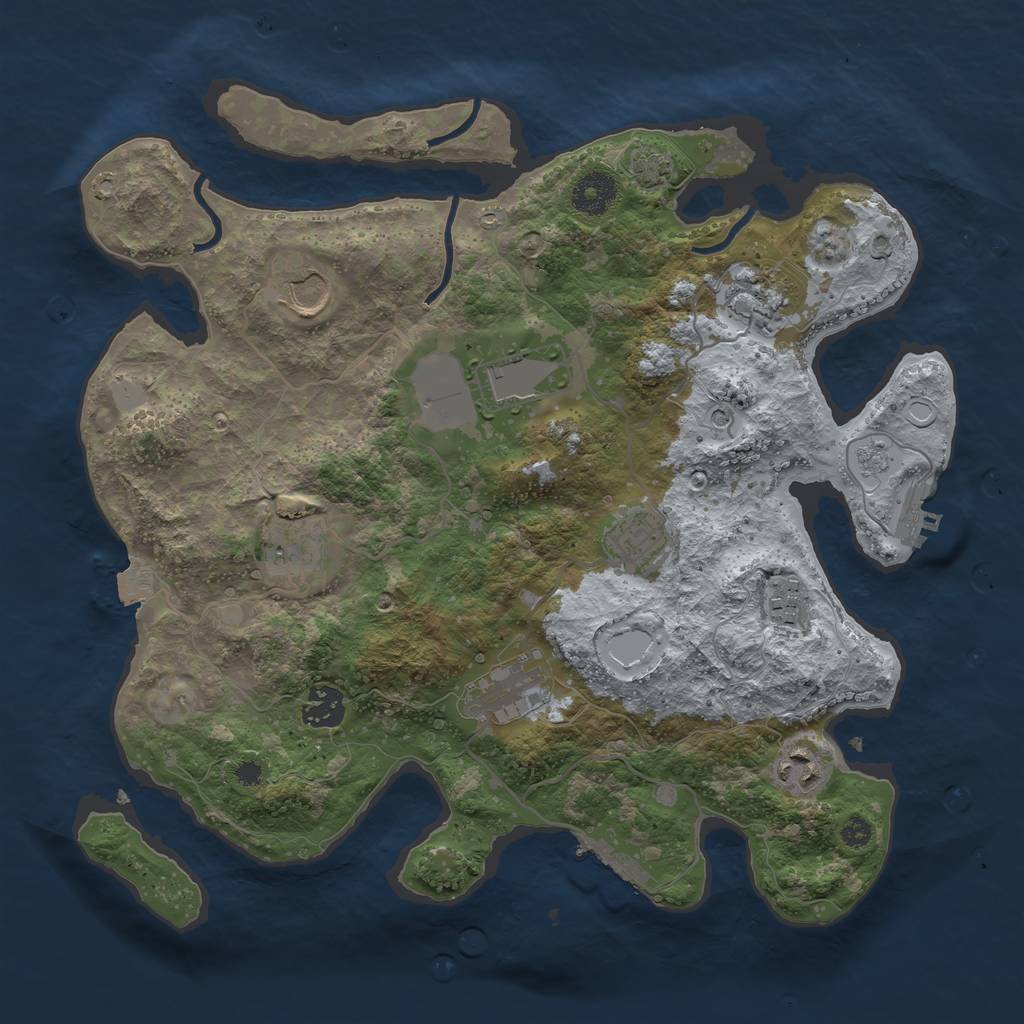 Rust Map: Procedural Map, Size: 3500, Seed: 97723800, 17 Monuments