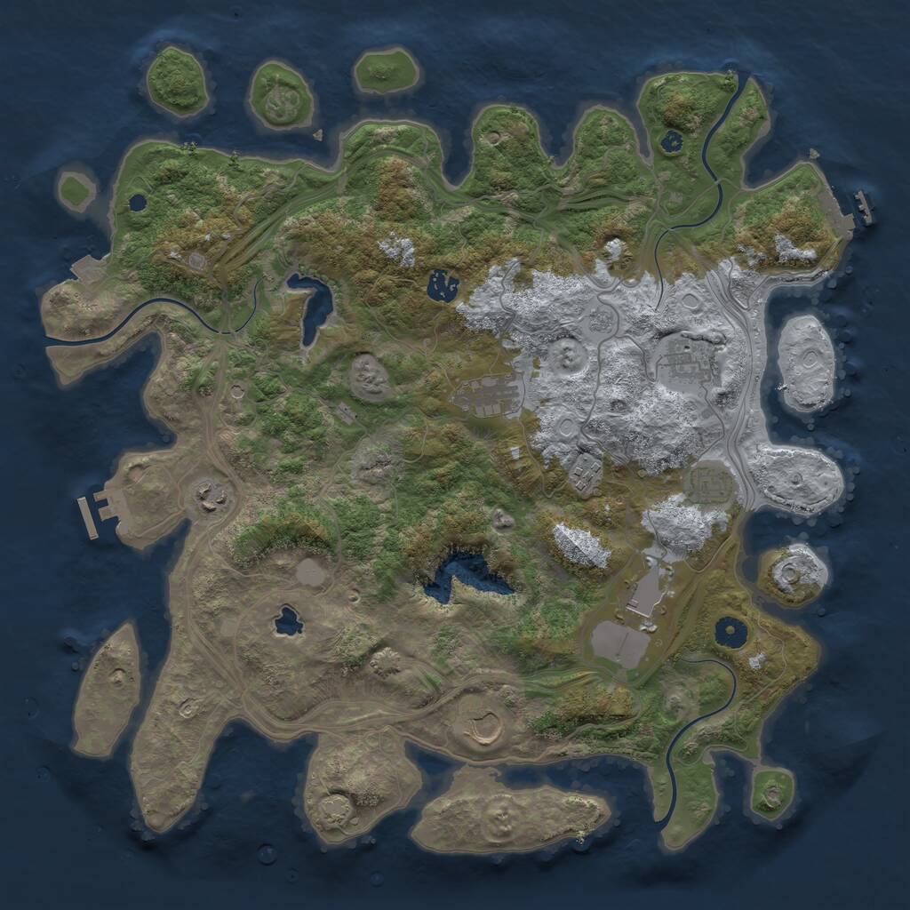 Rust Map: Procedural Map, Size: 4250, Seed: 81664453, 14 Monuments