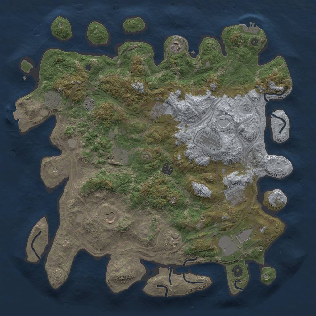 Rust Map: Procedural Map, Size: 4250, Seed: 81664453, 18 Monuments