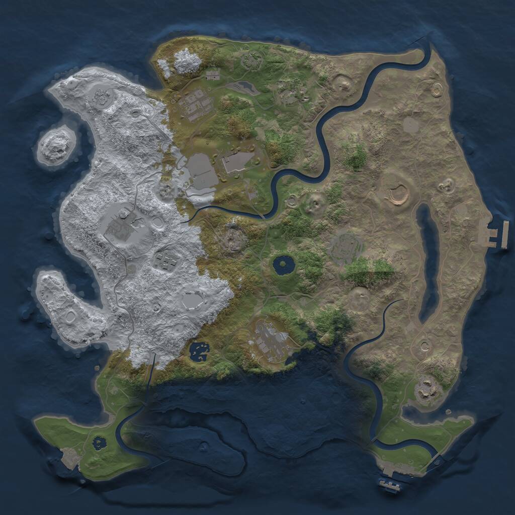 Rust Map: Procedural Map, Size: 3740, Seed: 1441133105, 16 Monuments