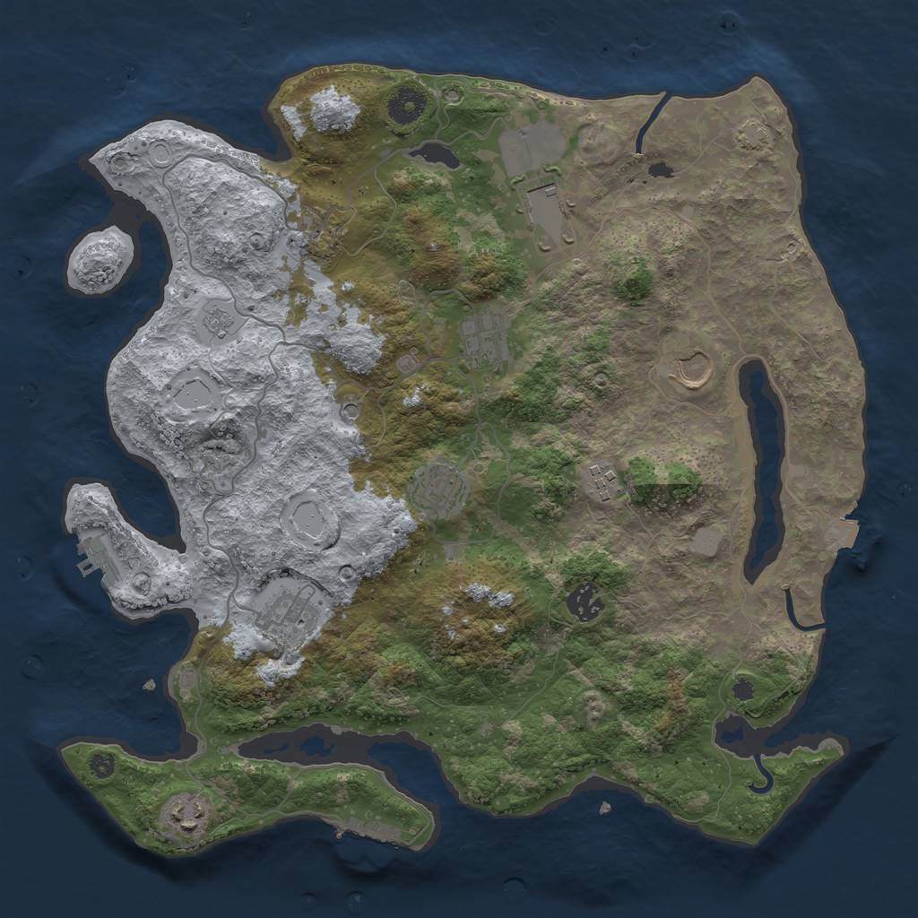 Rust Map: Procedural Map, Size: 3740, Seed: 1441133105, 17 Monuments