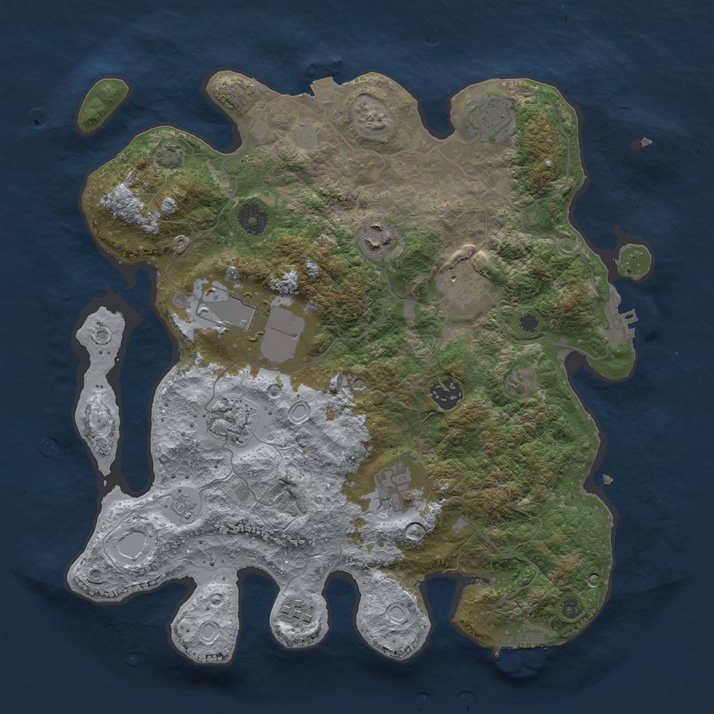 Rust Map: Procedural Map, Size: 3500, Seed: 2735563, 16 Monuments