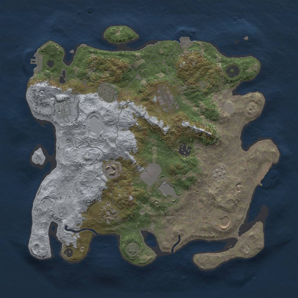 Rust Map: Procedural Map, Size: 3500, Seed: 2006832426, 17 Monuments
