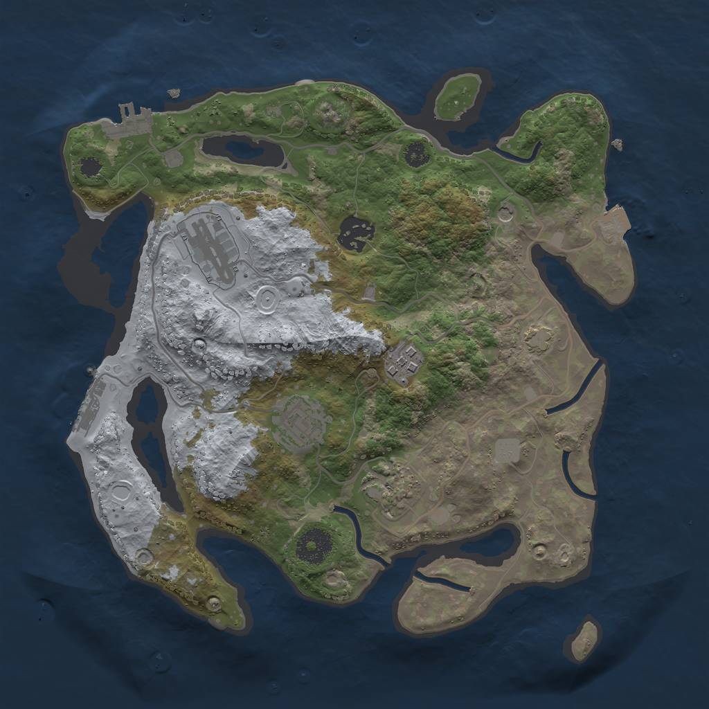 Rust Map: Procedural Map, Size: 3000, Seed: 25038, 12 Monuments