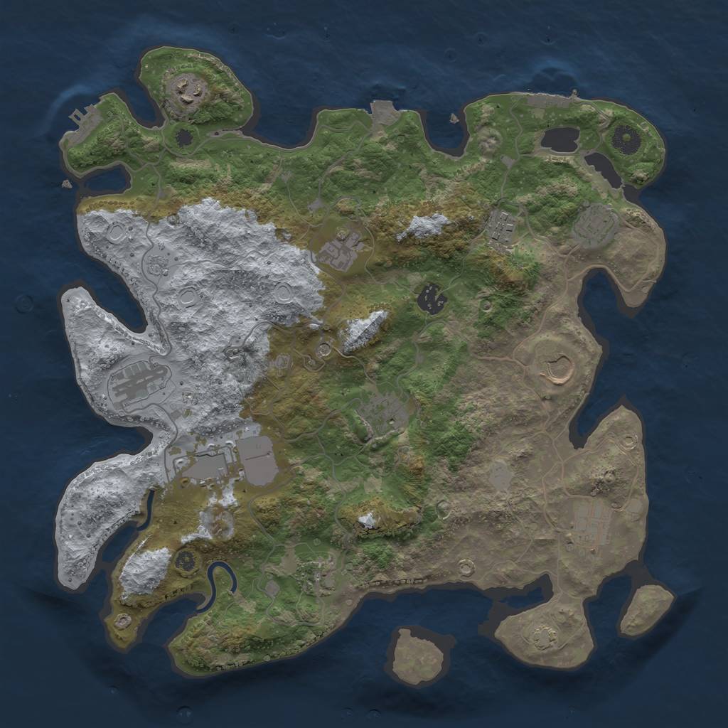 Rust Map: Procedural Map, Size: 3800, Seed: 36046544, 19 Monuments