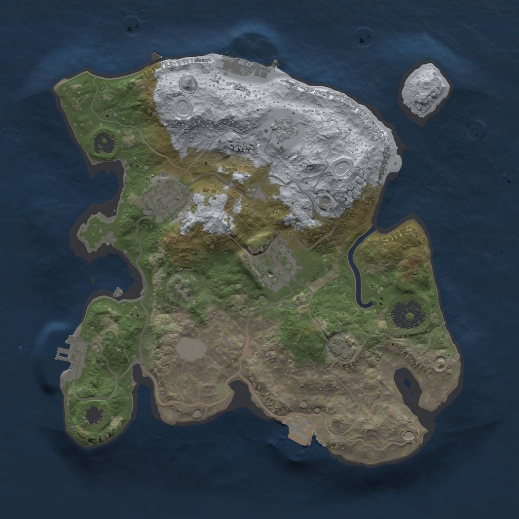 Rust Map: Procedural Map, Size: 2500, Seed: 1234567891, 9 Monuments