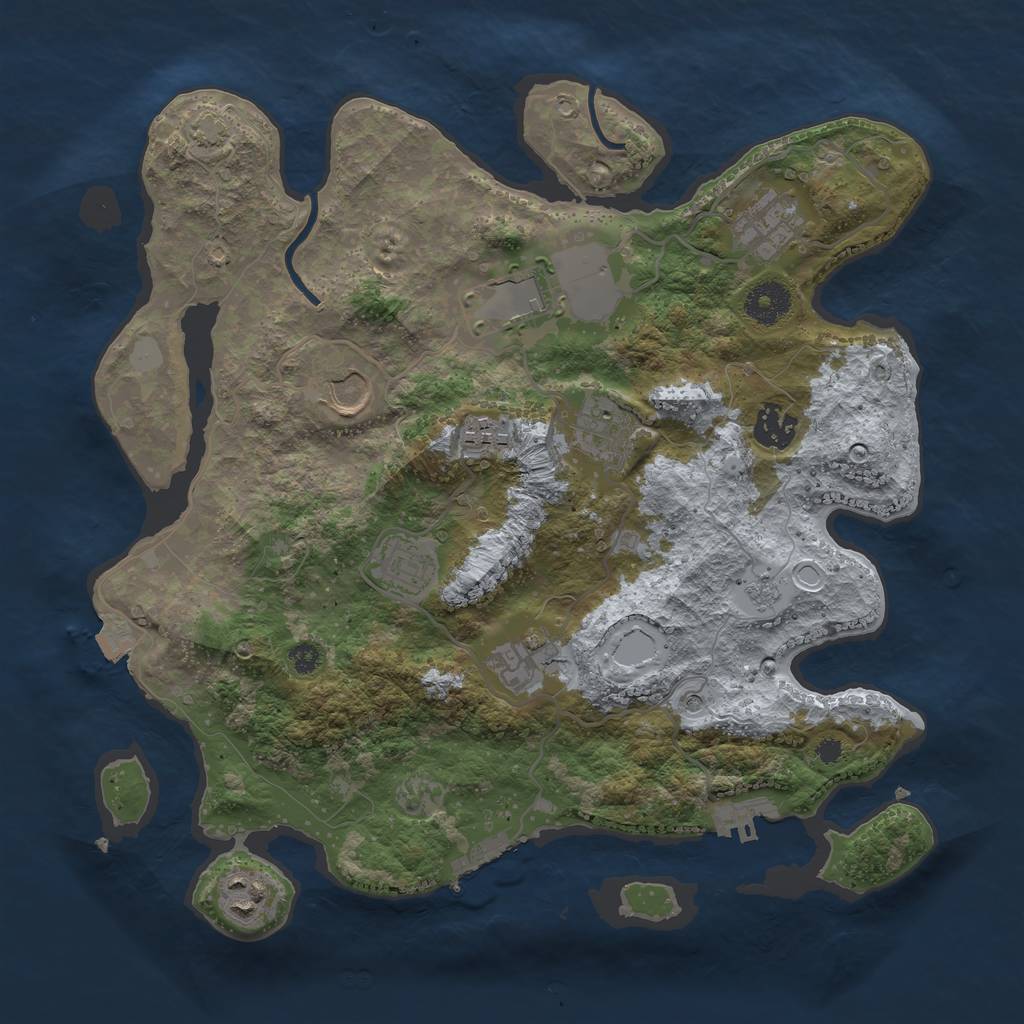 Rust Map: Procedural Map, Size: 3500, Seed: 372438270, 17 Monuments