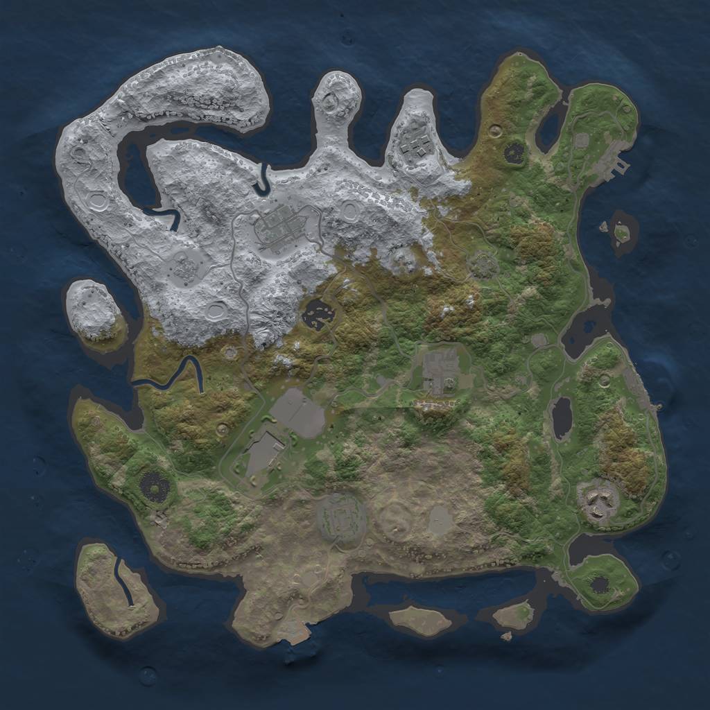 Rust Map: Procedural Map, Size: 3500, Seed: 290125, 14 Monuments