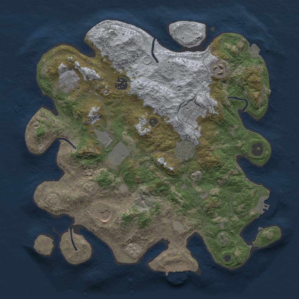 Rust Map: Procedural Map, Size: 3500, Seed: 93014564, 16 Monuments