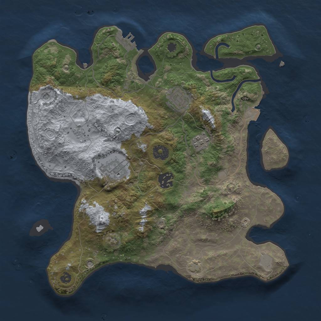 Rust Map: Procedural Map, Size: 3000, Seed: 179073587, 11 Monuments