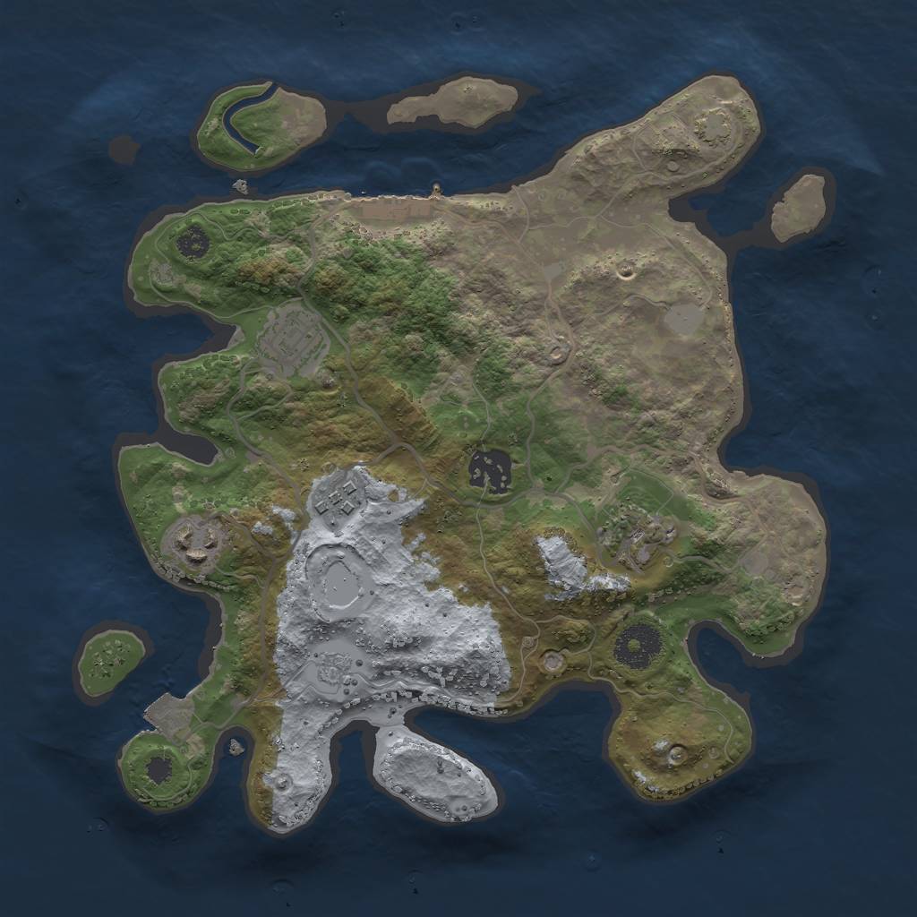 Rust Map: Procedural Map, Size: 3000, Seed: 17654, 11 Monuments