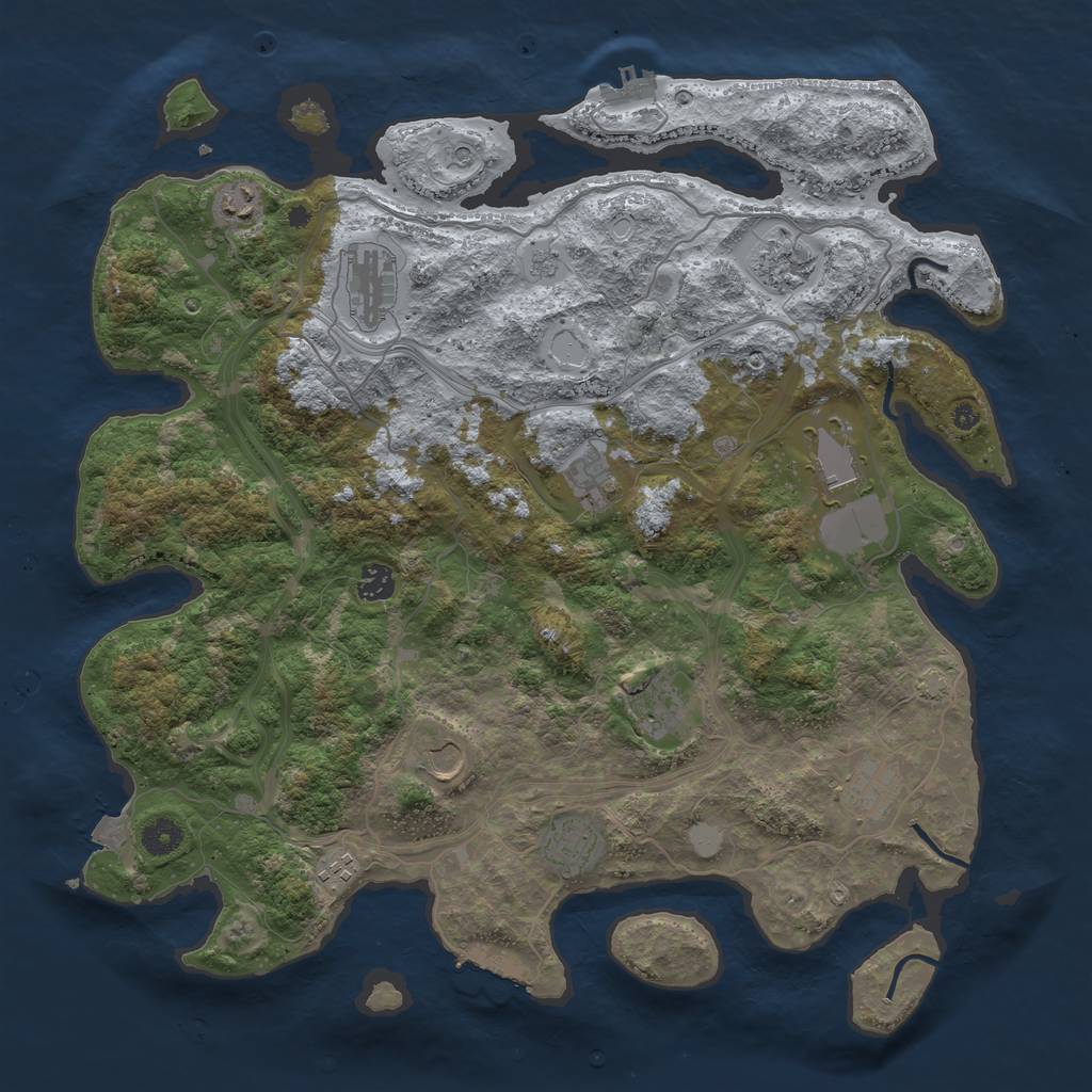 Rust Map: Procedural Map, Size: 4250, Seed: 1145144050, 19 Monuments