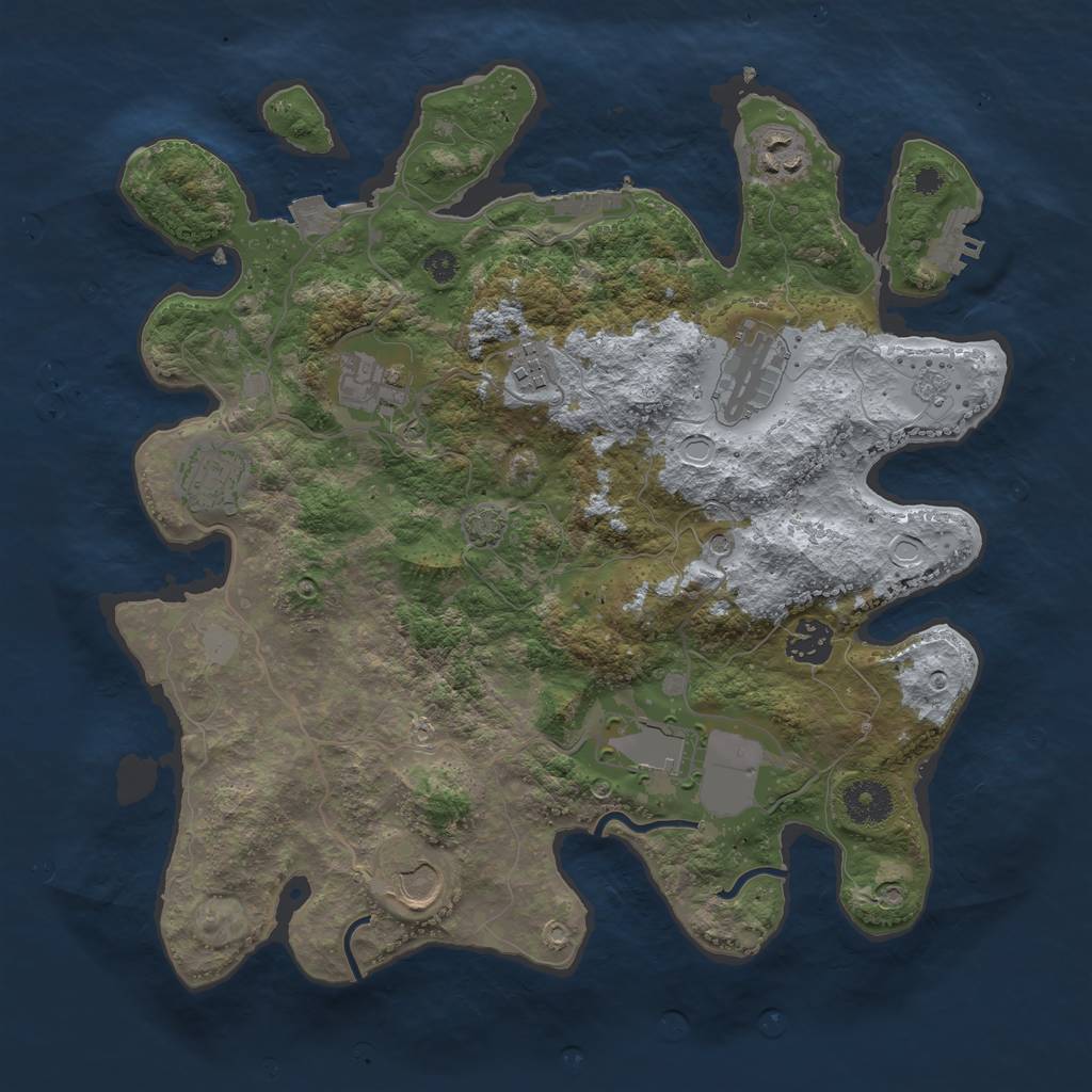 Rust Map: Procedural Map, Size: 3500, Seed: 293557355, 16 Monuments