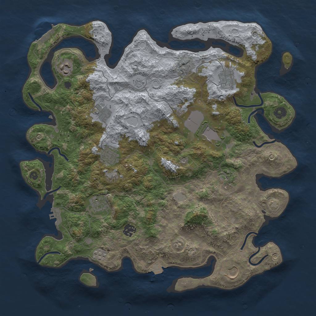 Rust Map: Procedural Map, Size: 3875, Seed: 266605161, 18 Monuments