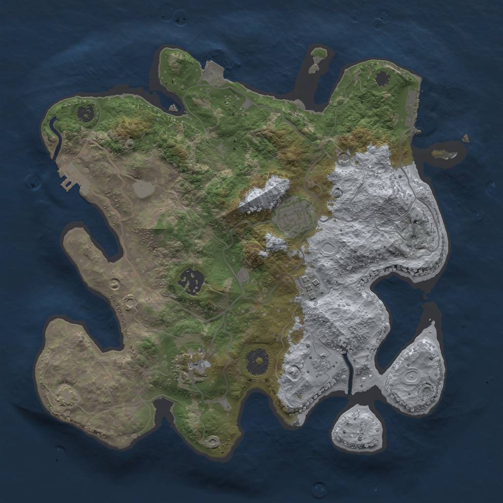 Rust Map: Procedural Map, Size: 3000, Seed: 1998689922, 12 Monuments